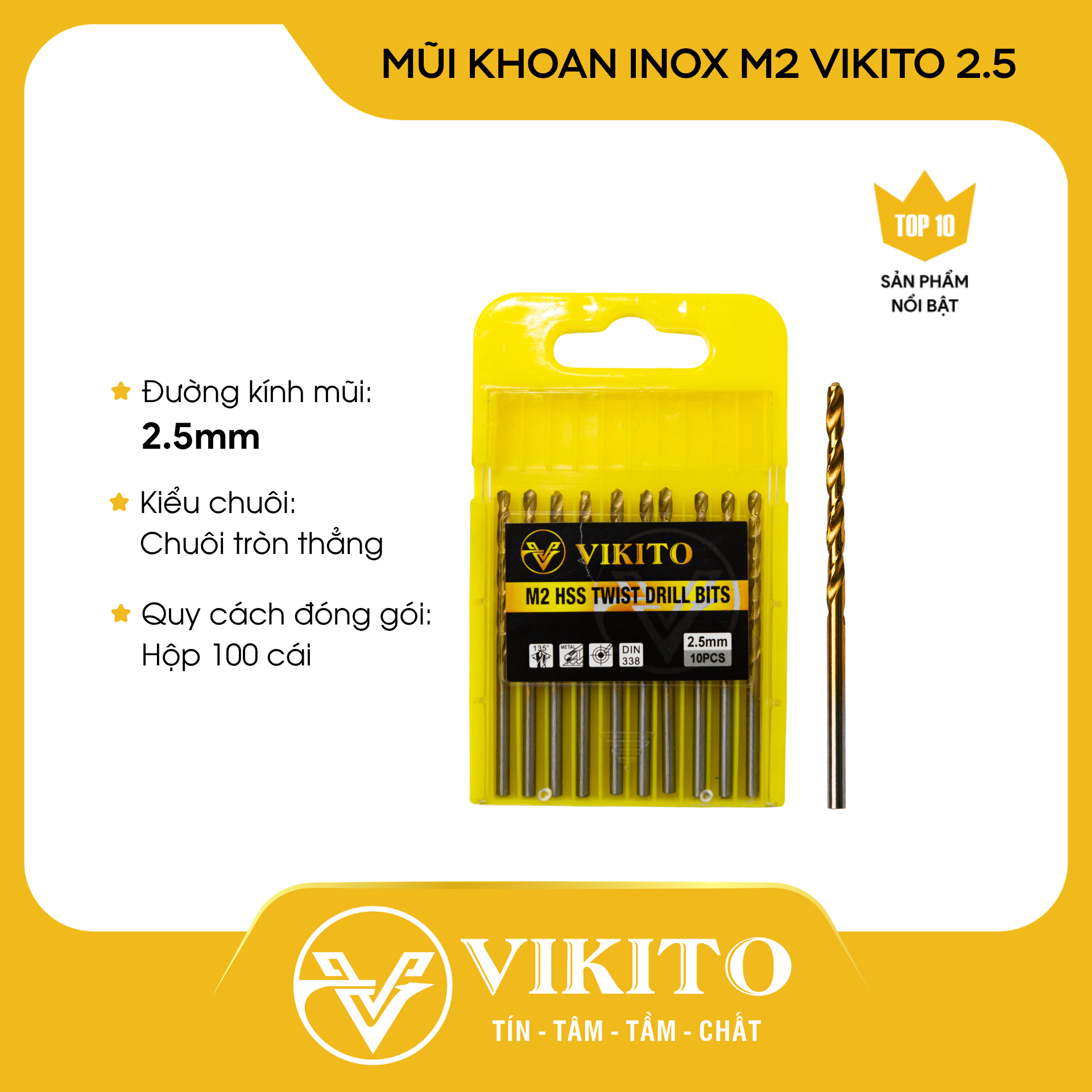 Mũi khoan inox M2 VIKITO 2.5
